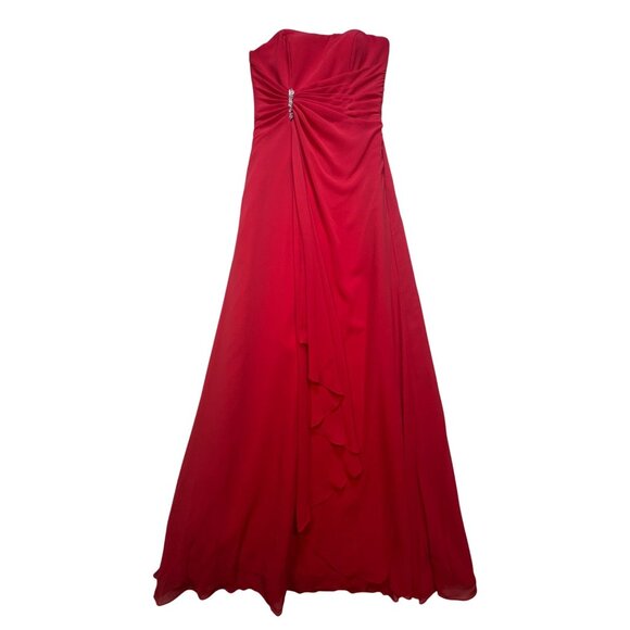 Mori Lee By Madeline Gardner Strapless Evening Bridesmaid Dress Red Size 6 Party - Picture 1 of 11